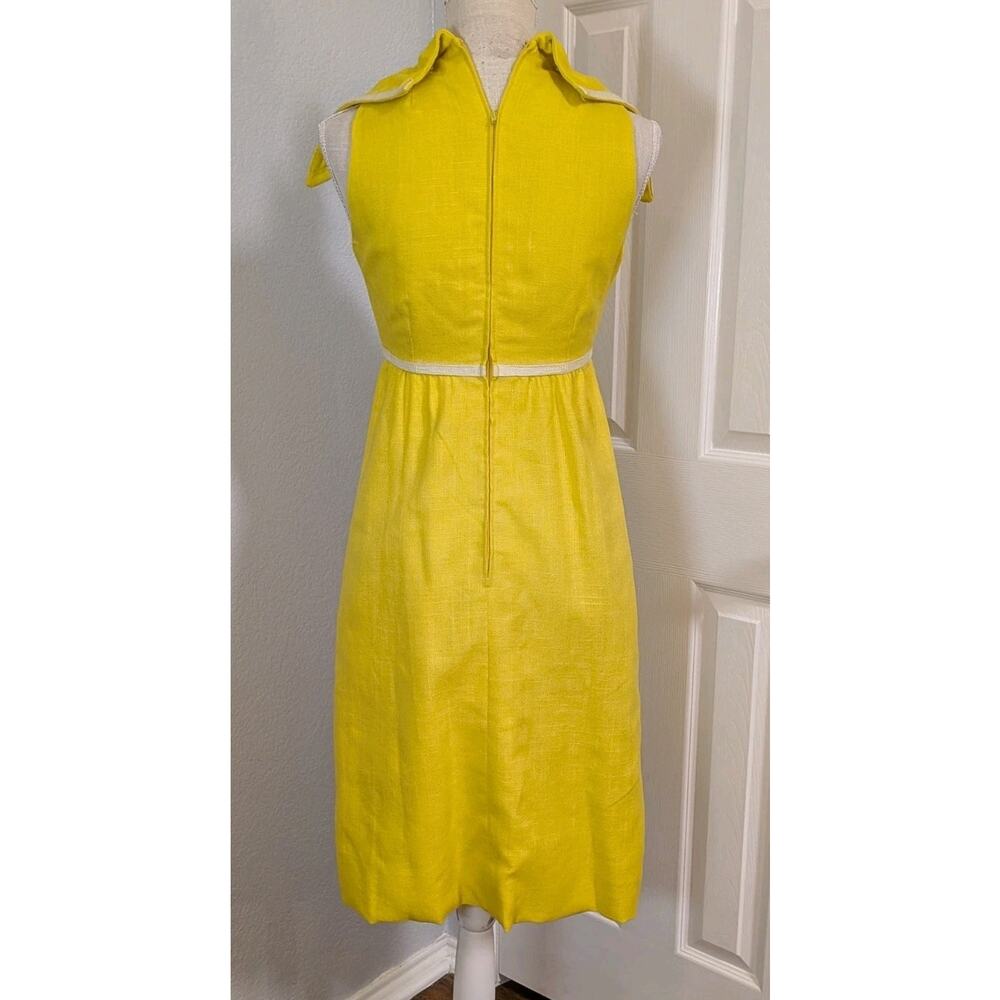 Vintage Sailor Dress 60s 70s Yellow USA Union Made Tweed XS - Picture 2 of 11
